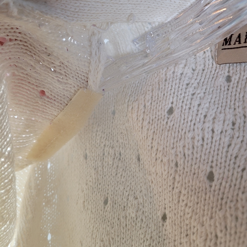 Vintage Marsh Landing Ramie Cotton Ivory Cream Eyelet Henley Sweater Size Small - Picture 10 of 13